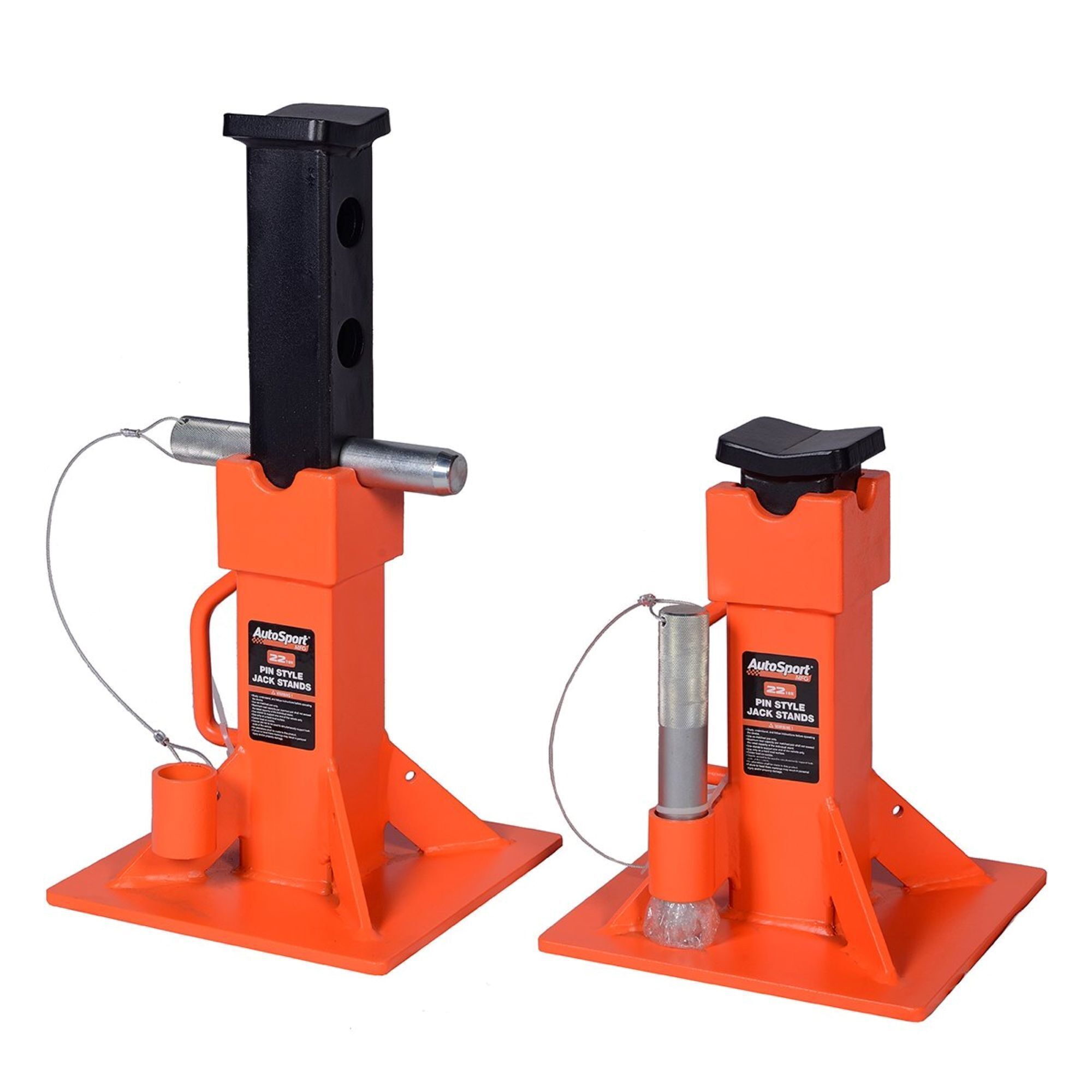 AutoSport Heavy-Duty Jack Stands — 22 Ton Capacity, 12 3/8in. to 19 5/8in. Adjustable Height, Locking Pin, Model# ASM2806